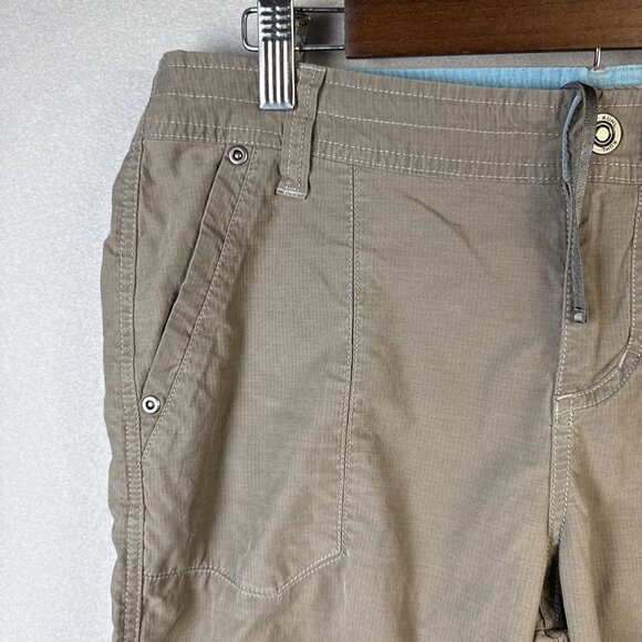 Kuhl Cargo Capri Pants Women’s Size 10 Grey Hiking‎ Stretch Floral Embroidery - Picture 4 of 16